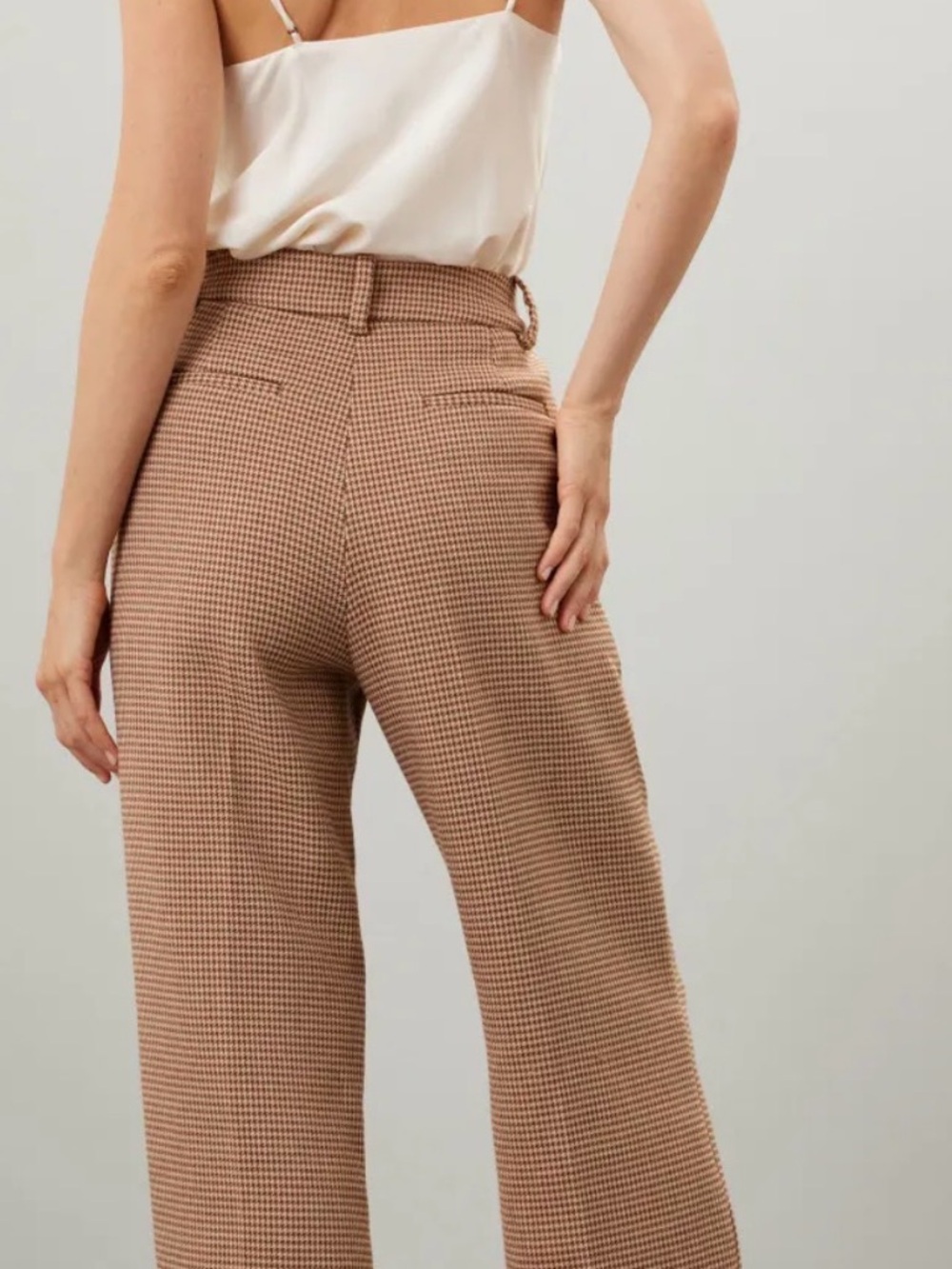 Favorite Daughter Toffee Houndstooth High Rise Wide Leg Trouser Pants 8 NWT - Picture 2 of 9